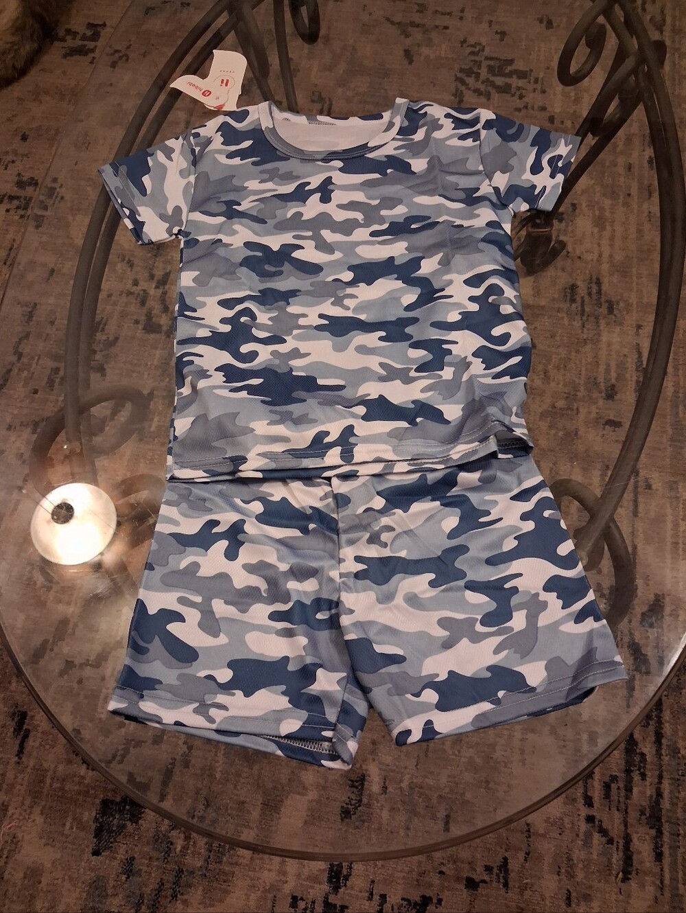 Kids Blue Camouflage Short Sleeve Pajama Set